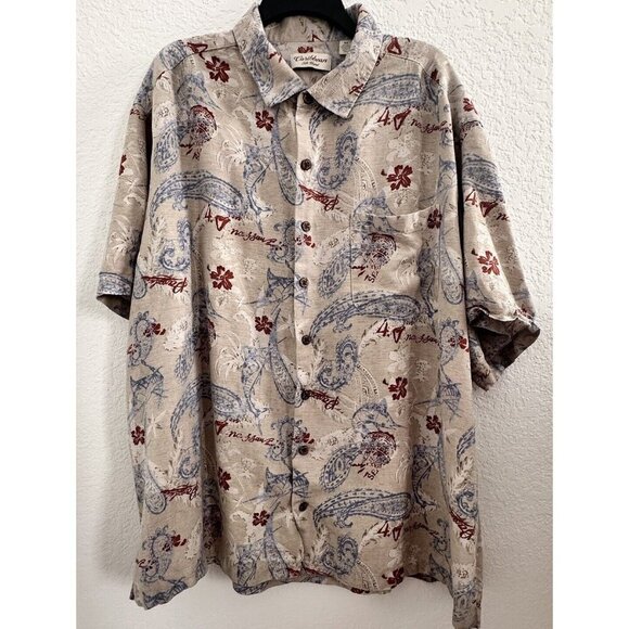 Caribbean Silk Blend Men's 3X Hibiscus Nassau Paisley Shirt Button Up S/Sleeve‎ - Picture 1 of 11